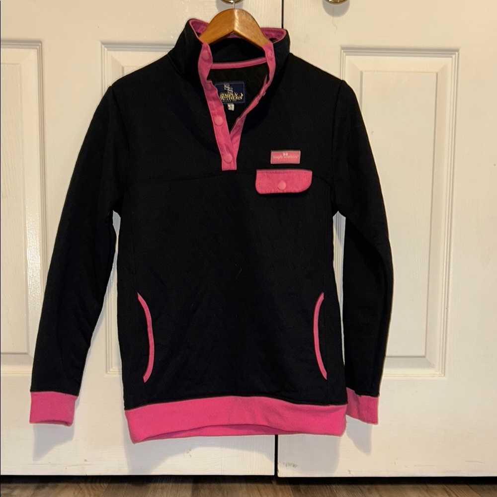 Simply Southern Black and Pink Hoodie with Sporty Accents